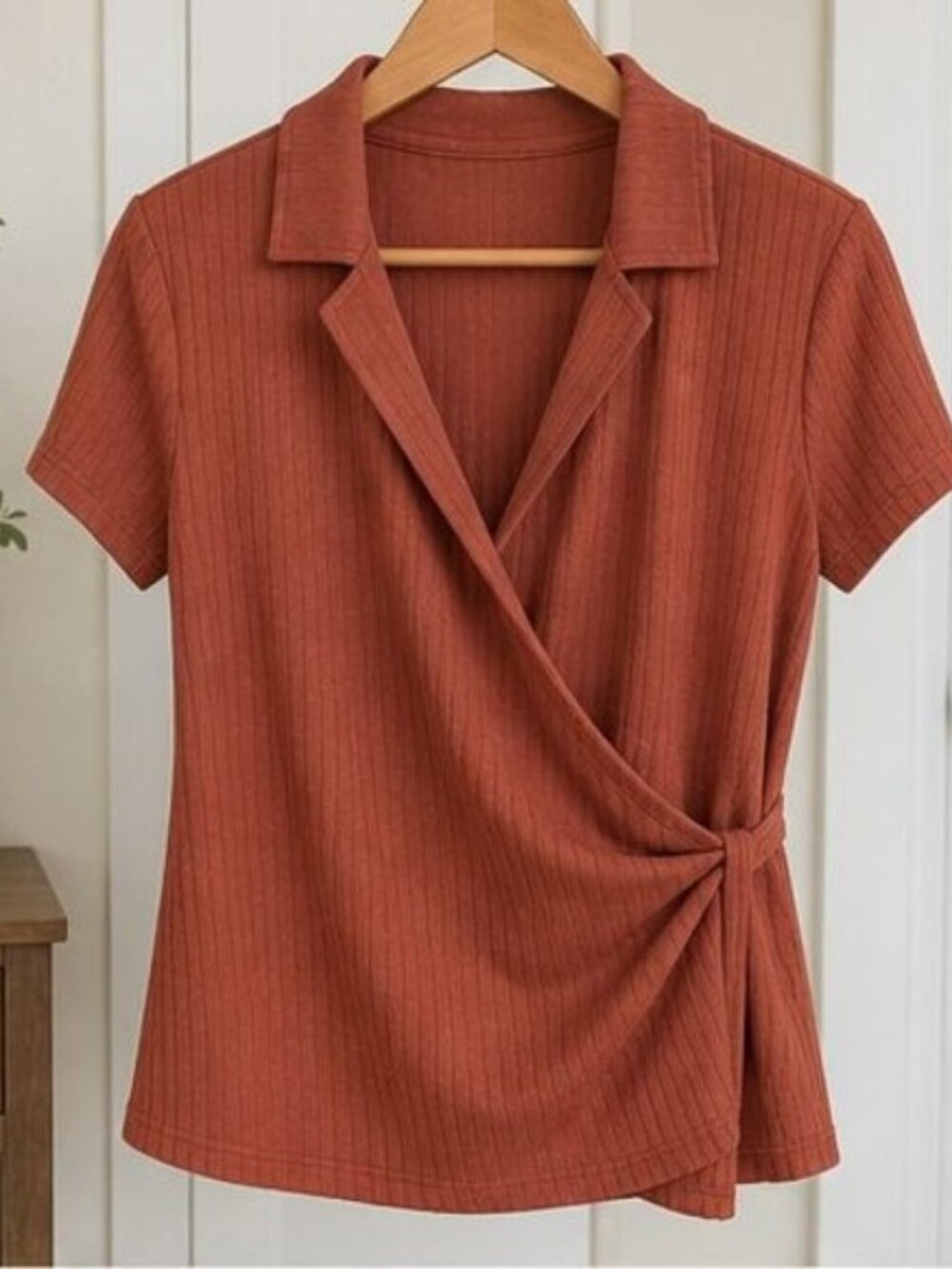 Rust Wrap Blouse - Picture 2 of 6